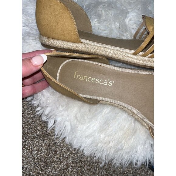 FRANCESCA'S Tan Huarache Summer Espadrille Flats size 10 new - Picture 9 of 10